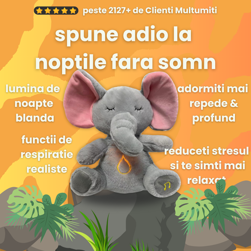 SleepyElefant – Jucăria Pufoasă care Respira ca un Bebe 😴